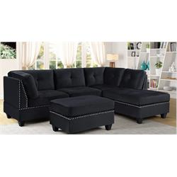 BLACK SECTIONAL WITH OTTOMAN S5050-BK Image