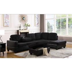 PARK PLACE BLACK SECTIONAL WITH OTTOMAN S888-BLK Image