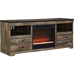 TRINELL BROWN TV STAND W/ FIREPLACE EW0446-168/02 Image